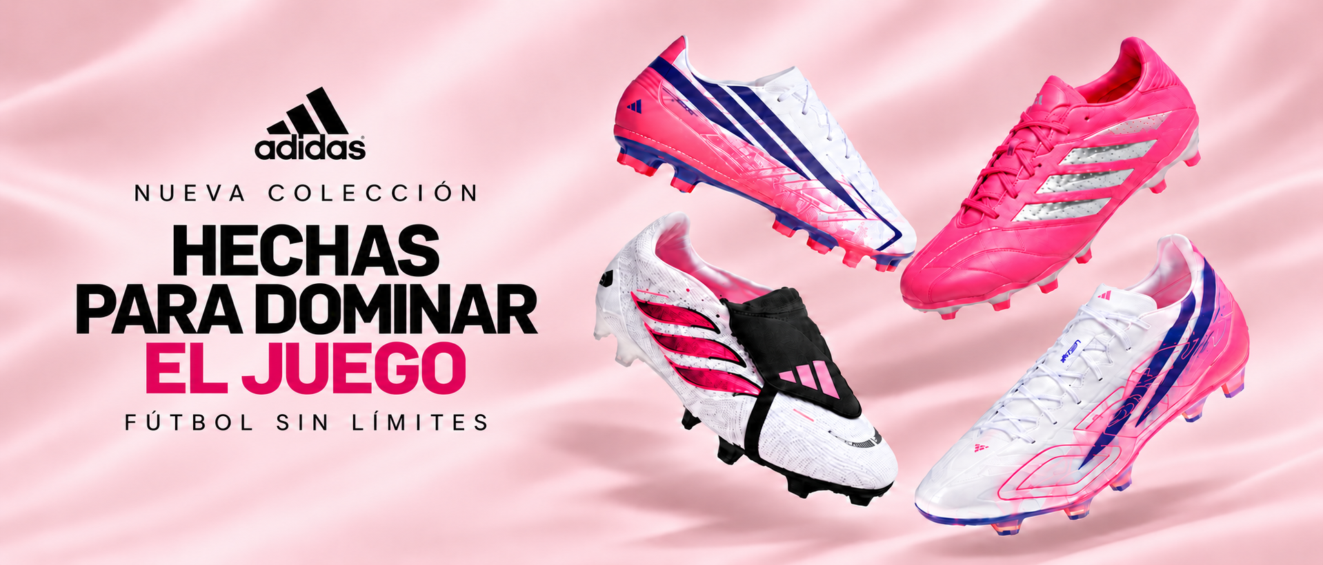 Nova coleção Adidas de chuteiras em branco e rosa
